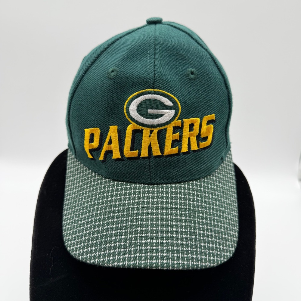 Vintage Green Bay Packers Hat Logo Athletic NFL Pro Line Green Grid Brim Cap